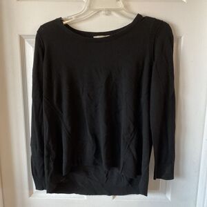 Ann Taylor Loft Women’s Sweater Size Medium Black Pullover Boat Neck 25% Wool